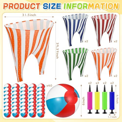 Ceenna 8 Sets Granny Pants Outdoor Game, Hilarious Inflatable Ball Relay Set Giant Pant Toss Set with Granny Giant Stretchy Pants, Balls and Pump, Team Relay Family Reunion Party Field Game Kit