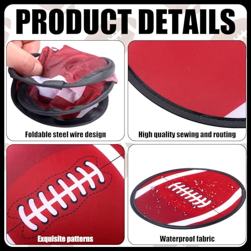 Arrowbash 24 Pcs Foldable Flying Disc Fans 9.84'' Handheld Folding Fan Bulk with Bag Folding Pocket Toy with Football Basketball Baseball and Rugby Design for Sports Party Supplies Outdoor Activity