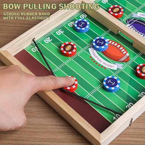 AIUAZA Football Fast Classic Ring Shooting Game Family Game Night with Friends Party Wooden Air Hockey Board Game for Adults Kids Tests Your Speed and Accuracy, 2 Players