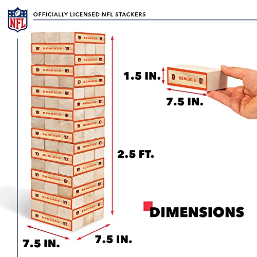 Wild Sports NFL Giant Stacking Wooden Blocks – Tumbling Tower Classic Family Game Stacks – Great Gift for Any Football Fan! - color: Cincinnati Bengals