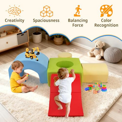 Climbing Toys for Toddlers 1-3 – 5 Pieces Soft Foam Indoor Play Blocks Set for Babies & Kids