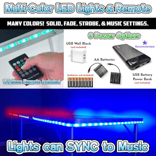 8-Foot Regulation Length Folding Table w/Optional Cup Holes, LED Lights, Custom Graphic (Choose Your Model) - color: Color Spectrum, style: w/ LED Lights & Cup Holes