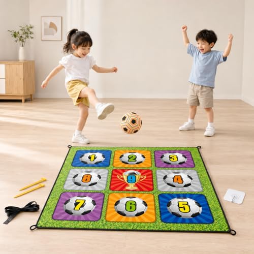 Childrens Soccer Mat, 150x150cm Velvet Soccer Target Game, Nine Grid Soccer Practice Mat 7-14, Indoor Outdoor Soccer Toys, Tangerine - color: Tangerine