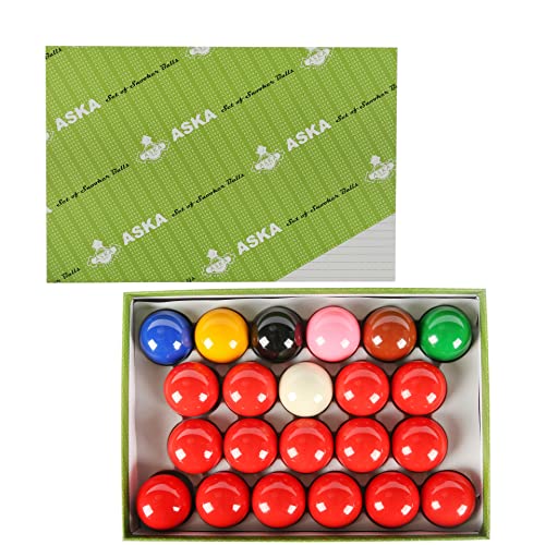 ASKA Billiards Snooker Balls Set, 22 Balls Including a Cue Ball - style: SB02A, Grade A, Set of 22 balls 2-1/16