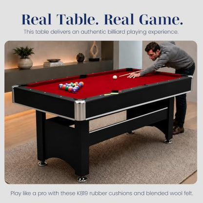 Hathaway Spartan 6 Ft Pool Table, with Ping Pong Multi Game Combo Tables for Family Recreation Game Rooms - Includes Billiard Balls, Cues, Paddles, Brush & More