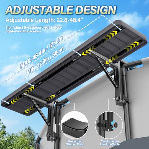 BoYata Pool Bar, Above Ground Poolside Bar Table, 49.4×9.6" Stable & Large Pool Side Table Holds 110LBS, Durable Above Ground Pool Accessories, Swim Up Bar for Round & Oval Frame Swimming Pools - color: Dark Gray