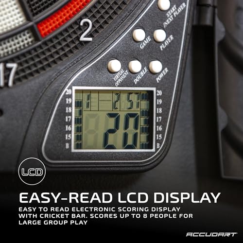 Accudart Spark Electronic Dartboard – 30 Games, 174 Variations, Computer Challenge Mode, Easy‑Read LED Scoring for Up to 8 Players – Includes 6 Soft‑Tip Darts & Extra Tips