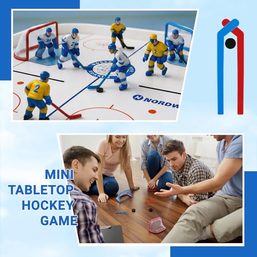 Mini Tabletop Hockey Game Set Including 2 Pcs Goal Nets 2 Pcs Ice Hockey and 2 Sticks Christmas Indoor Desk Novelty Toy Fast Paced Fun Sport Party Games for Xmas Adults
