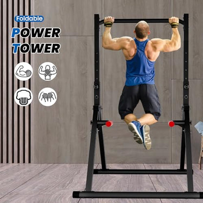 DOBESTS Power Tower Pull Up Bar Free Standing, Foldable Pull Up Station - color: Black Style 2 - Pull Up Bar