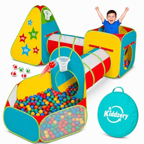 Kids Play Tent for Toddlers, 5pc Toddler Jungle Gym Playset with Ball Pit, Crawl Tunnel and Obstacle Course, Indoor Outdoor Playhouse Toy for Boys and Girls - color: 5 Pc Ball Pit