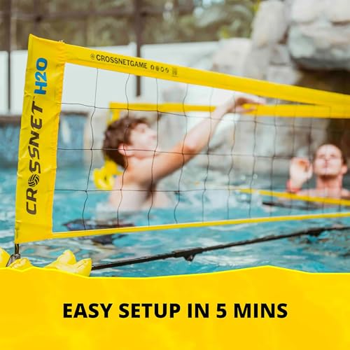 CROSSNET H2O Volleyball Pool Game - Four Square Net - Quick Assemble & Portable - Perfect Pool Toys for All Families W/Accessories