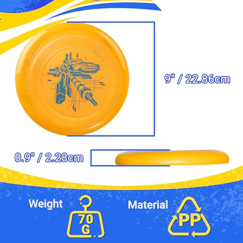 Frisbee Go 2 Pack Flying Disc, 9 Inch Lightweight Toy Set for Beginners Outdoor Beach Park Backyard Game - 70g