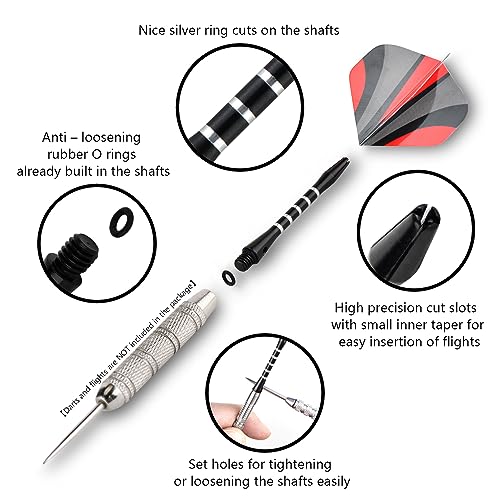 Dart Shafts for Soft and Steel Tips Aluminum Alloy Nylon Shaft PC Shaft Dart Stems 24 Pack