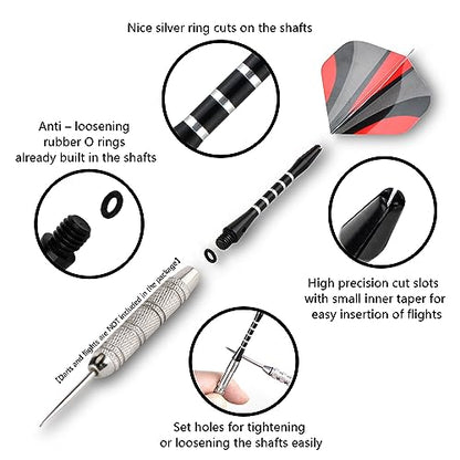 Dart Shafts for Soft and Steel Tips Aluminum Alloy Nylon Shaft PC Shaft Dart Stems 24 Pack