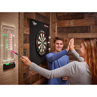 Viper Illumiscore Plus+ See-Through Illuminated Back-Lit Dry Erase Dart Scoreboard, Large (19.50" L x 10.00" W), Black