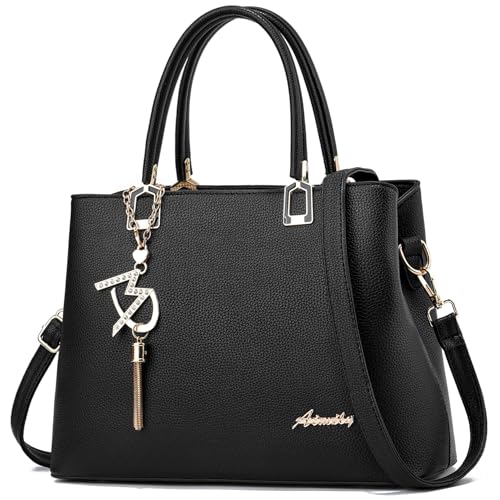 Womens Purses and Handbags Shoulder Bags Ladies Designer Top Handle Satchel Tote Bag - color: Lizi Black