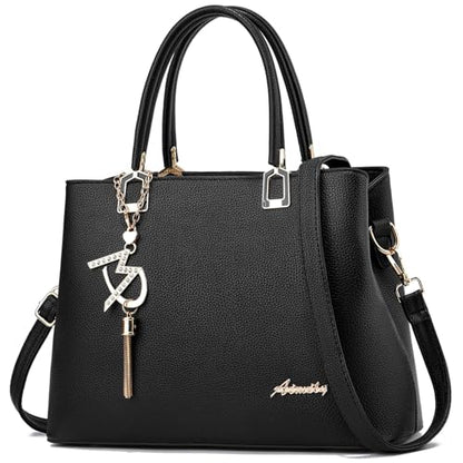 Womens Purses and Handbags Shoulder Bags Ladies Designer Top Handle Satchel Tote Bag - color: Lizi Black