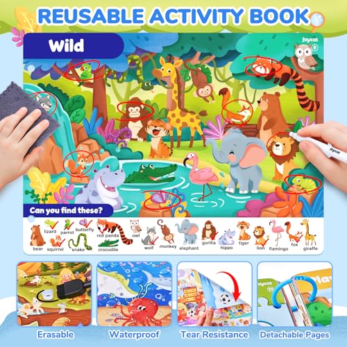 JoyCat Seek & Find Game Books - Preschool Learning Activity for Toddlers & Kids Ages 3-5, Travel Activities Toys for Road Trip Car Airplane, Busy Book, Birthday Gifts for Girls and Boys Ages 4-8 - style: 2. Seek & Find