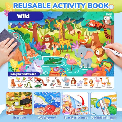 JoyCat Seek & Find Game Books - Preschool Learning Activity for Toddlers & Kids Ages 3-5, Travel Activities Toys for Road Trip Car Airplane, Busy Book, Birthday Gifts for Girls and Boys Ages 4-8 - style: 2. Seek & Find