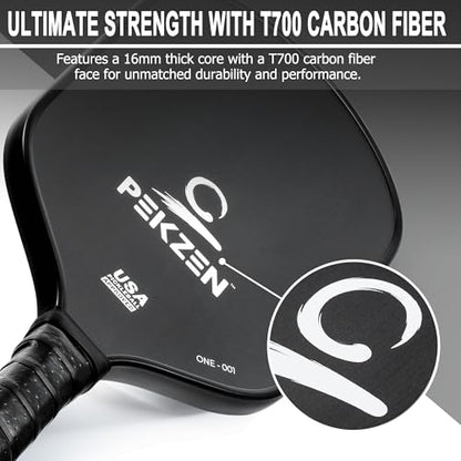 Limited Edition - PEKZEN Professional Pickleball Paddle Crafted with Japan T700 Carbon Fiber, Thermoformed Process with Minimalist Design - color: Moon White
