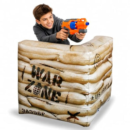 Combat Battlefield Compatible with Laser tag, Water Gun, Dart Gun, Perfect for Boys and Girls Birthday Activities (Battle INFLATABLES Combat war Zone Battlefield Activity)
