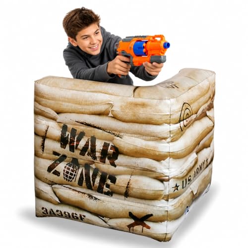 Combat Battlefield Compatible with Laser tag, Water Gun, Dart Gun, Perfect for Boys and Girls Birthday Activities (Battle INFLATABLES Combat war Zone Battlefield Activity)