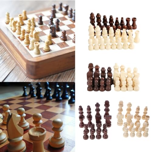 32Pcs Chess Pieces Only,Wooden International Chessmen Pieces,Hand Carved Figures Chess Game Pawns (2inch)