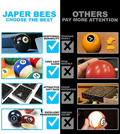 JAPER BEES Billiard Ball/Pool Ball Set Complete 16balls 2-1/4" Regulation Size&Weight Resin Ball - style: Deluxe Superior
