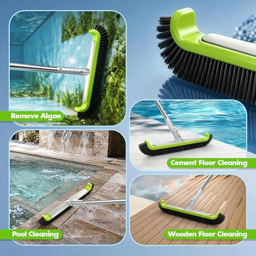 Pool Brush Head, Heavy Duty Scrub Brush with Upgraded Premium Nylon Bristles and Reinforced Aluminium Back for Cleaning Inground/Above Ground Swimming Pool, Walls, Bath Tub, Tiles & Floors.(Green) - color: Ultra Green