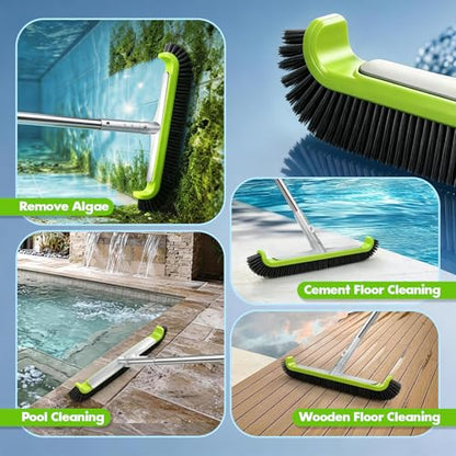 Pool Brush Head, Heavy Duty Scrub Brush with Upgraded Premium Nylon Bristles and Reinforced Aluminium Back for Cleaning Inground/Above Ground Swimming Pool, Walls, Bath Tub, Tiles & Floors.(Green) - color: Ultra Green