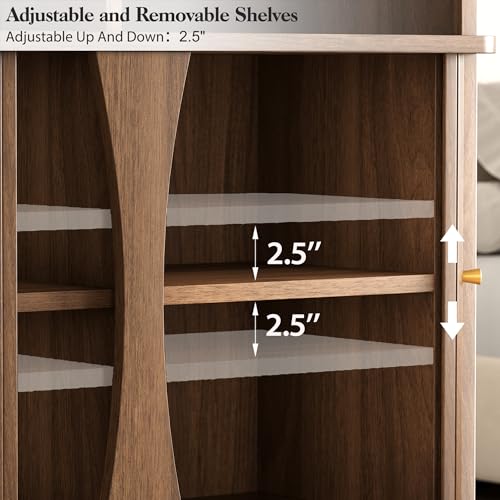 Decofy 39" Buffet Sideboard Cabinet, Mid Century Modern Console Cabinet with Roller Shutter Sliding Doors & Adjustable Shelves for Kitchen Cabinets, Living Room, Entryway, Coffee Bar Cabinet (Walnut) - color: Walnut