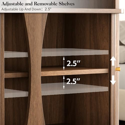 Decofy 39" Buffet Sideboard Cabinet, Mid Century Modern Console Cabinet with Roller Shutter Sliding Doors & Adjustable Shelves for Kitchen Cabinets, Living Room, Entryway, Coffee Bar Cabinet (Walnut) - color: Walnut