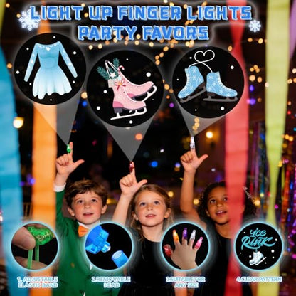 36 Pack Ice Skating Party Favors LED Finger Lights, Light up Toys Goodie Bag Stuffers, Classroom Rewards, Party Prizes Winter Skating Party Supplies - style: Skating