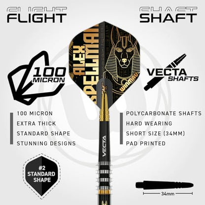 Winmau Professional Player - Alex Spellman Series - 90% Tungsten Darts Set with Dart Flights and Dart Shafts (Stems) - Available in Soft Tip 18g Barrel/20g Full Weight and Darts Metal Tip 22g & 24g - size: 24G - Steel Tip
