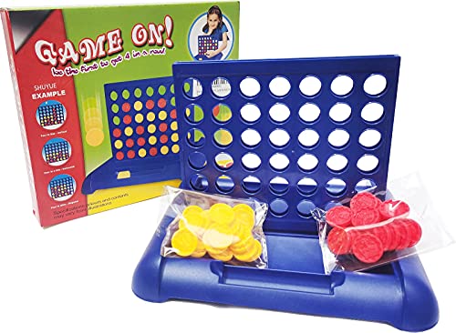 4 IN A ROW Board Games Foldable Line up 4 Toys Children's Educational for Kids Blue SHUYUE