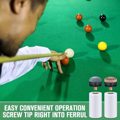 20 Sets Billiard Cues Tips Replacement with White Pool Cue Stick Ferrules 12mm/13mm Brown and Blue Slip on Pool Cue Tips Billiard Table Accessories Sticks Tip Cues Repair Kit