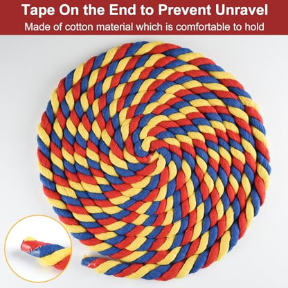 NEBURORA 20FT Tug of War Rope for Adults Outdoor Games Field Day Family Reunion Summer Outside Yard Backyard Lawn Camping Picnic Carnival Party Games - color: Red, Yellow and Blue