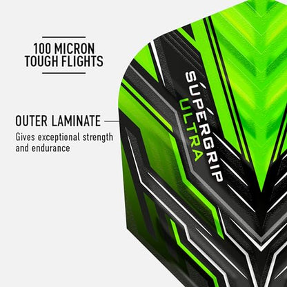 Harrows SUPERGRIP Ultra Flights| Set of x5 Premium Extra Strong Dart Flight Bag (15 Flights) (Green) - color: Green