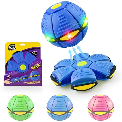 Magic Bouncing Ball 6-Light Dual Form – Pop up, Meta Ball Metaball Transforming Design – Flying Saucer Bouncy – Interactive Bouncing Balls for Parent-Child Interaction – Gift Pack – Blue - color: Blue