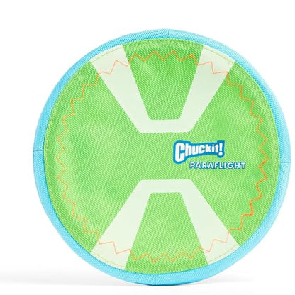 Chuckit! Max Glow Paraflight Flying Disc Dog Toy, Small (6.75"), Green And White - color: Green/Max Glow, size: Small