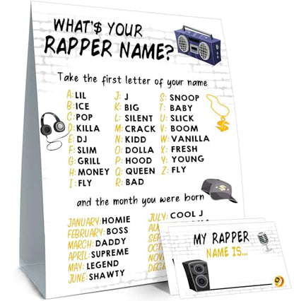 Notorious One Birthday Decorations,Rapper Theme Birthday Party Sign,Rapper Activity Decoration Supplies,Game Night Party Decorations,What's Your Rapper Name Game - style: Rapper