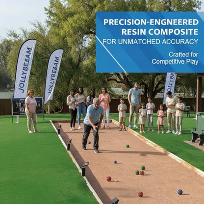 Bocce Ball Set 90mm (Regulation Size & Weight), 8 Resin Bochi Balls, Includes Pallino, Carrying Bag & Measuring Rope, Outdoor Sports Game for Family Backyard, Lawn, Cour t& Beach (2-8 Players) - size: 90mm