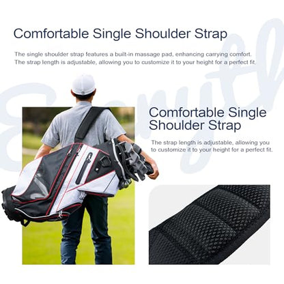 uniHimal 14-Way Golf Cart Bag with Organizer Divider & Rain Cover - color: Black-White