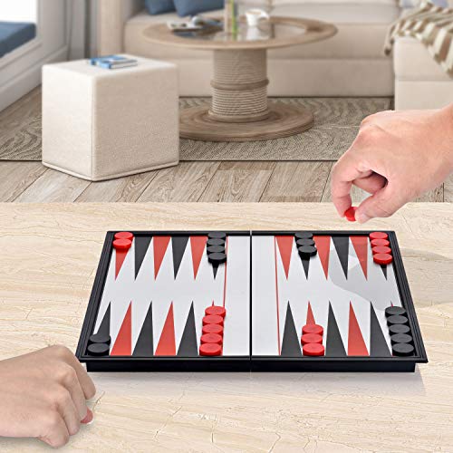 Magnetic Backgammon Board Game Set with Folding Board Travel Games for Kids and Adults