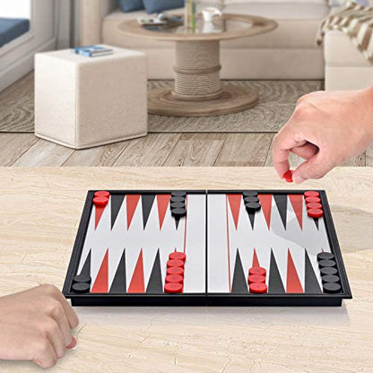 Magnetic Backgammon Board Game Set with Folding Board Travel Games for Kids and Adults