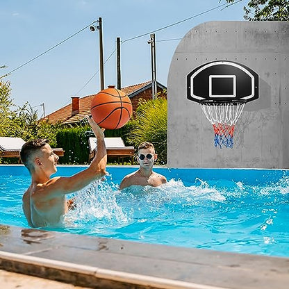 Goplus Wall Mount Basketball Hoop, 28.5’’ x 18’’ Large Backboard with 17’’ Rim, Shatter-Proof Backboard, All-Weather Net, Door Wall Mounted Indoor Outdoor Basketball Playset for Backyard