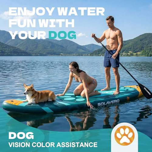 SOLAVERO 10'6" Inflatable Paddle Board for Adults, Stand Up Paddle Board with Premium SUP Accessories,Anti-Slip EVA Deck for Youth & Adults of All Skill Levels - color: Pet Paradise