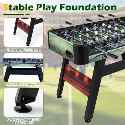 Goplus 54 Inch Full Size Foosball Table, Soccer Game Table with 2 Balls, 22 Players, Ergonomic Handles, Adjustable Leg Levelers, Competition Size Arcade Foosball Table for Home Game Room Adults