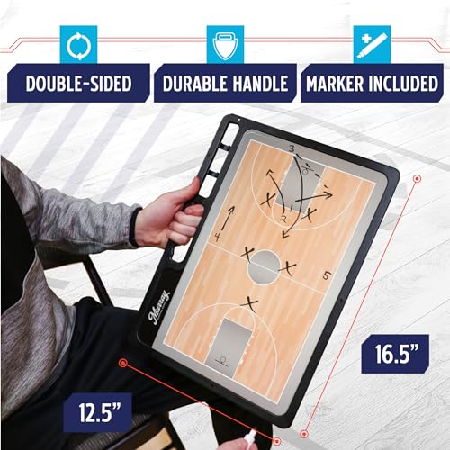 Murray Sporting Goods Premium Coaches Clipboard | Double-Sided Dry Erase Marker Board for Basketball, Baseball, Soccer, Football, Hockey (Marker Included) - style: Basketball