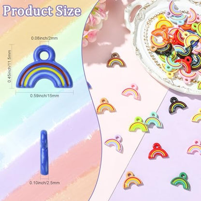 Stiesy Baking Paint Acrylic Rainbow Charms 50Pcs, Mixed Color Dainty Dangle Rainbow Charm Pendants for Jewelry Making, DIY Craft Supplies and Pride Accessories - color: Rainbow-50pcs